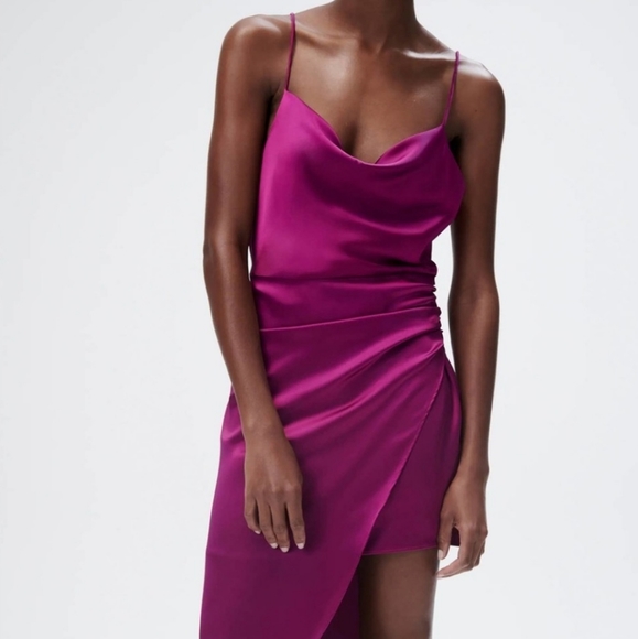 Zara  satin effect asymmetrical dress - Picture 9 of 12
